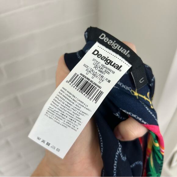 Desigual Tropical Nautical Print Large Scarf OS - Picture 8 of 8